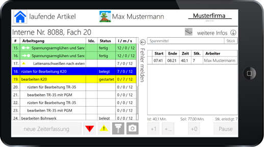 Fertigung mit Tablet