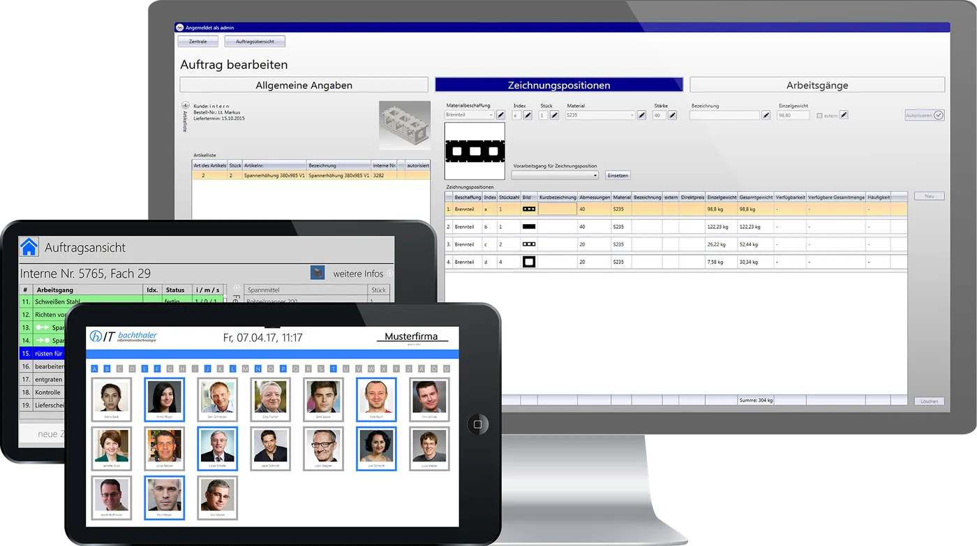 bIT 4.0 am Büro-Arbeitsplatz und auf Tablets in der Fertigung